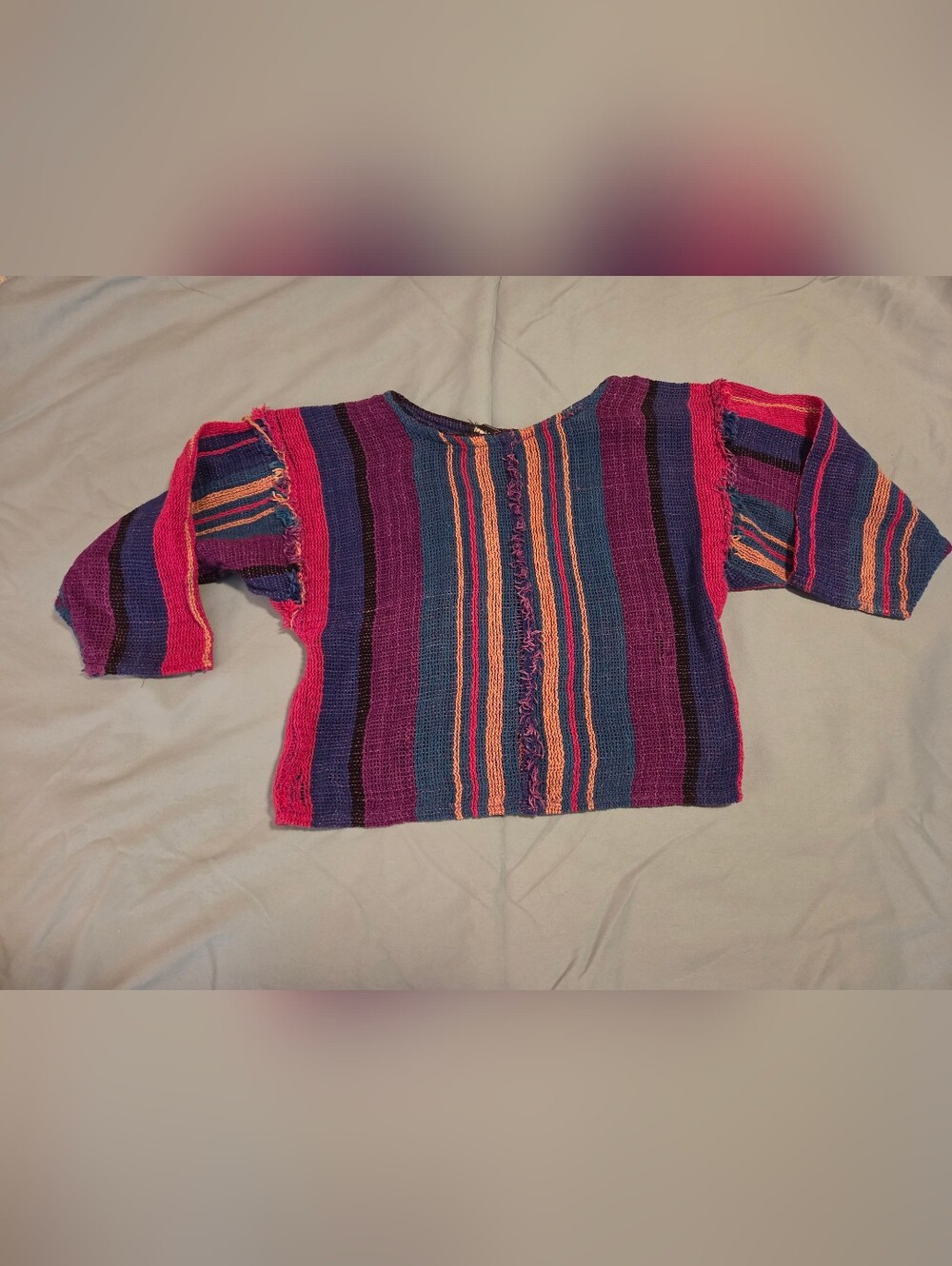 VINTAGE Happy Legs Striped Woven Crop Top - Vibrant Multicolor